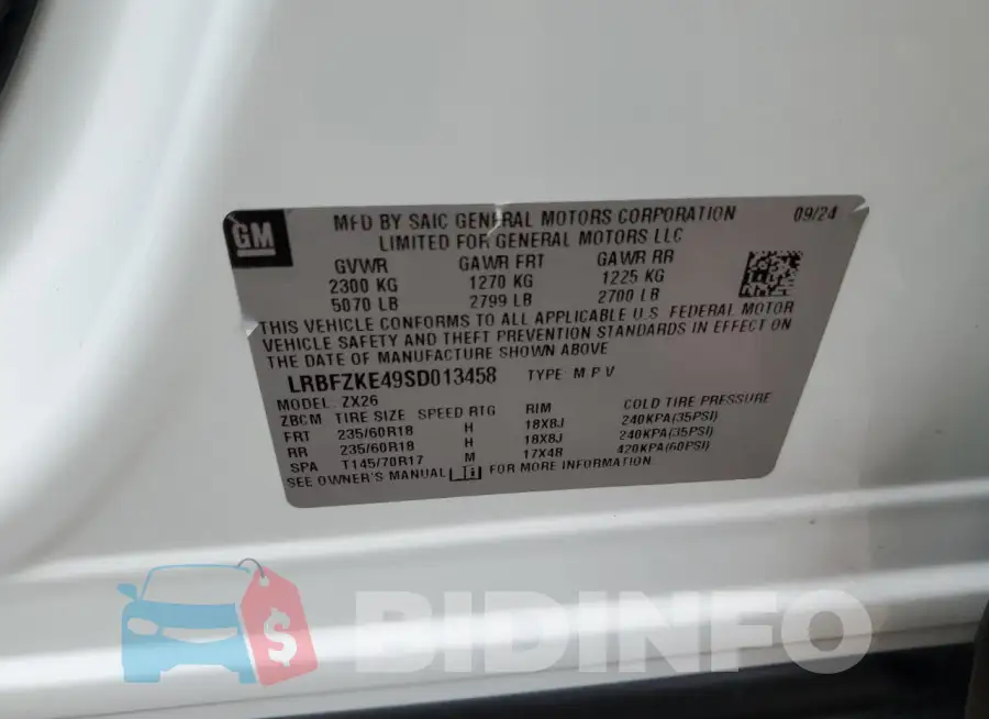 LRBFZKE49SD013458 Photo# 13