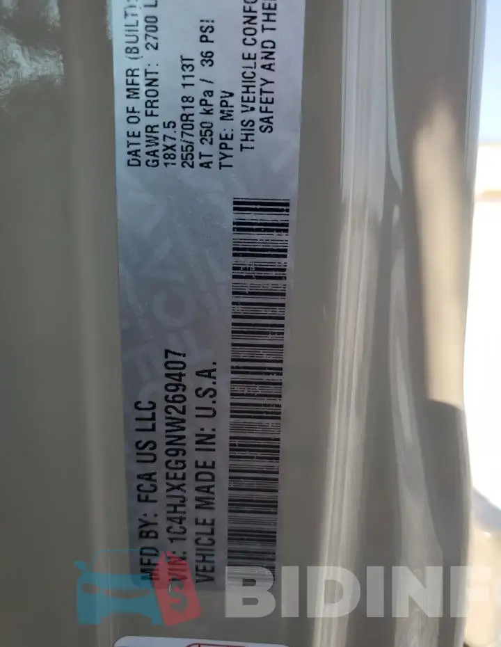 1C4HJXEG9NW269407 Photo# 13