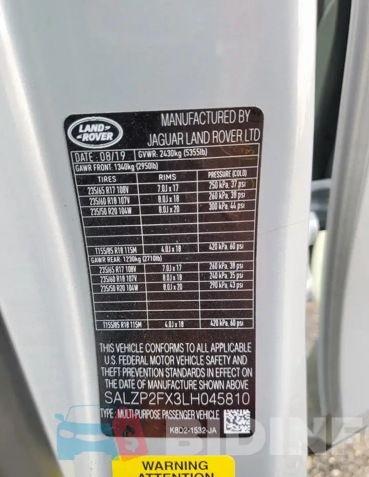 SALZP2FX3LH045810 Photo# 12