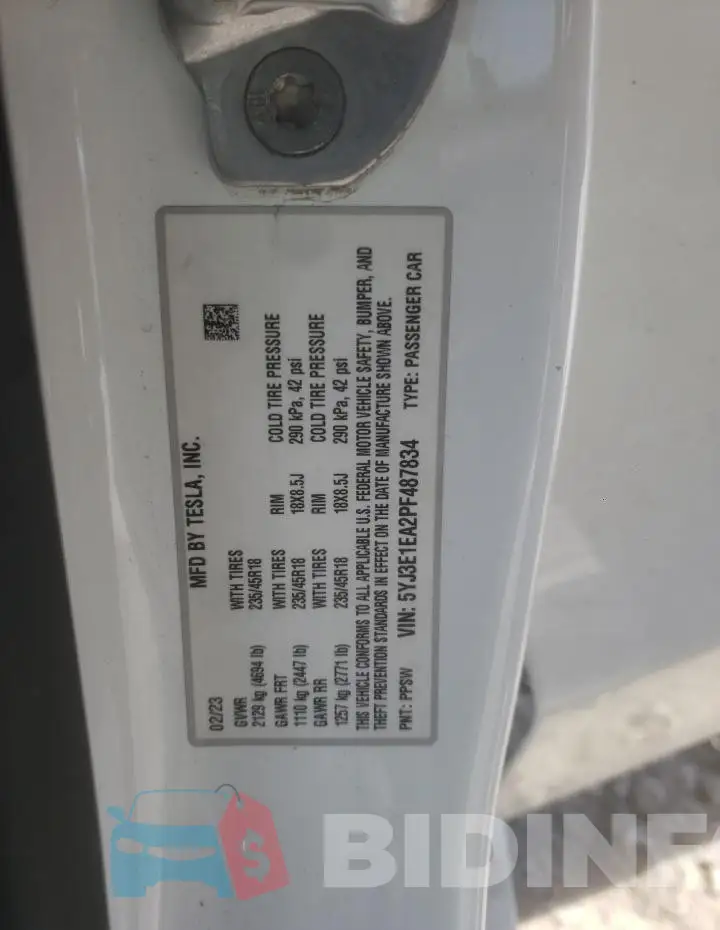5YJ3E1EA2PF487834 Photo# 13