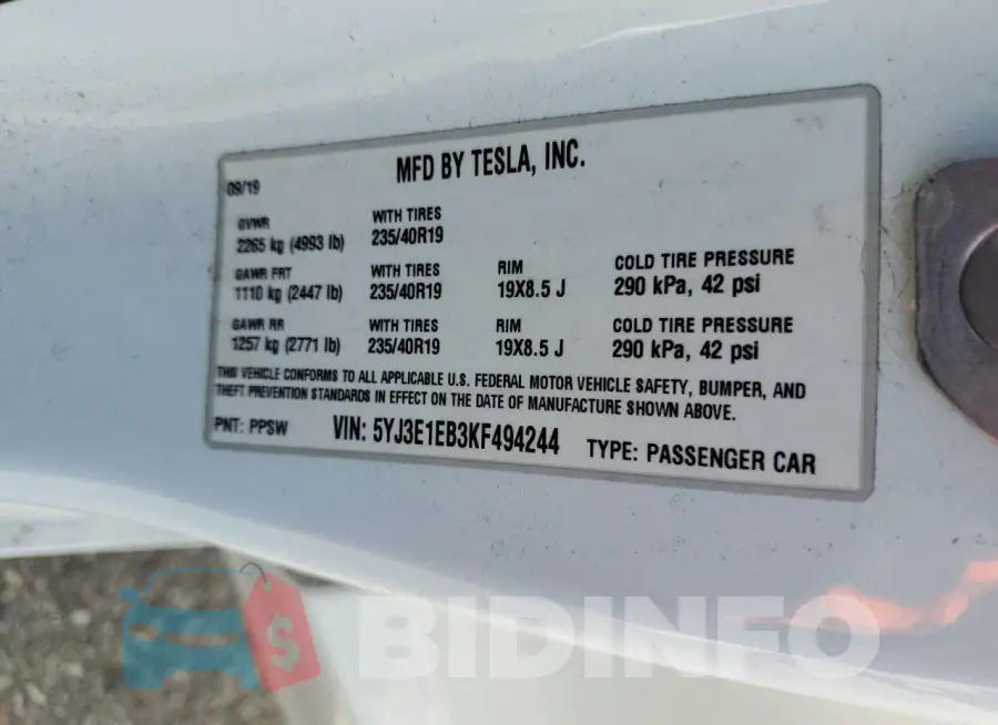5YJ3E1EB3KF494244 Photo# 13