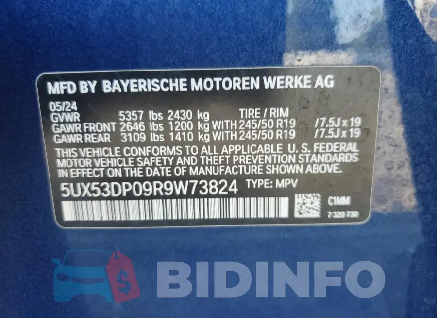5UX53DP09R9W73824 Photo# 13