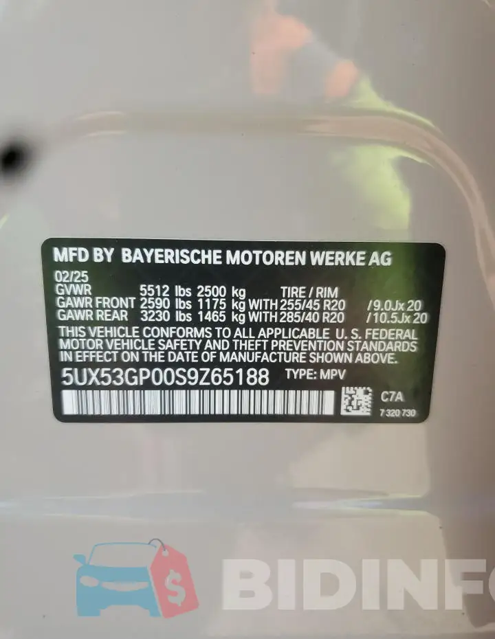 5UX53GP00S9Z65188 Photo# 13