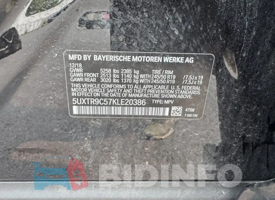 5UXTR9C57KLE20386 Photo# 13