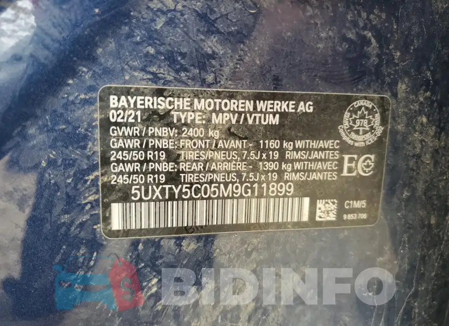 5UXTY5C05M9G11899 Photo# 13