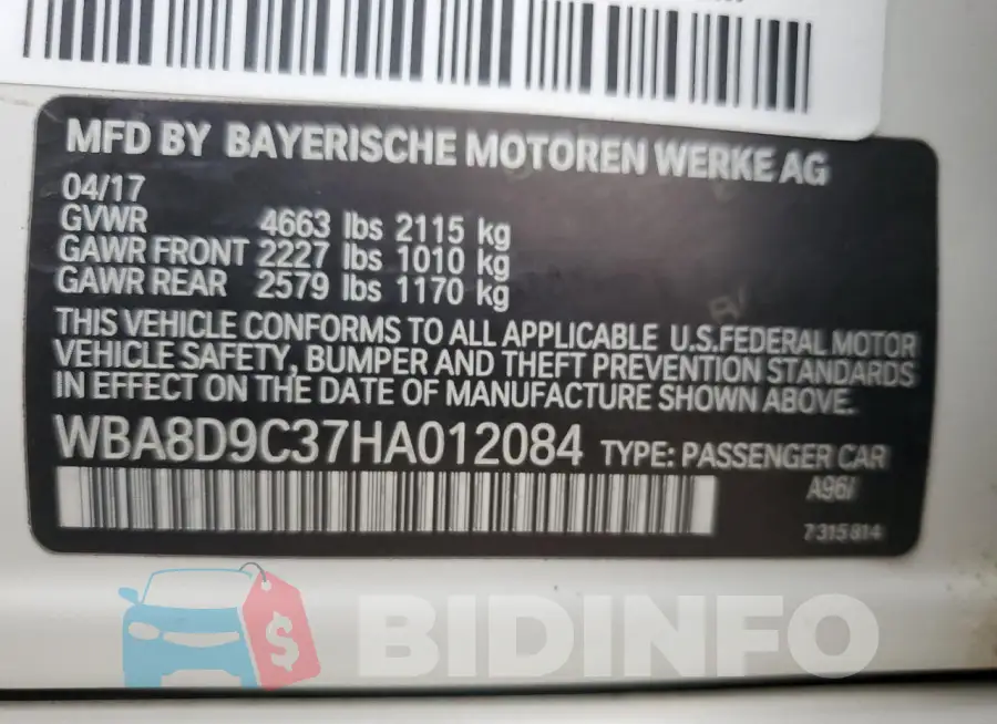 WBA8D9C37HA012084 Photo# 12