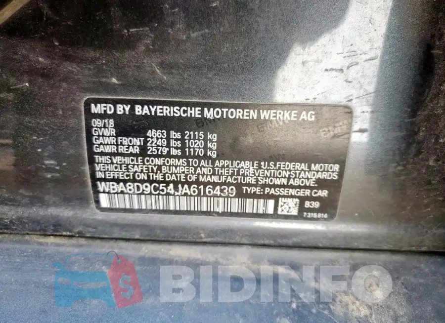WBA8D9C54JA616439 Photo# 13