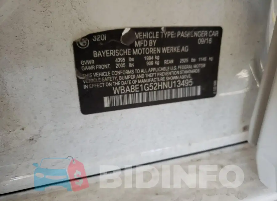 WBA8E1G52HNU13495 Photo# 13
