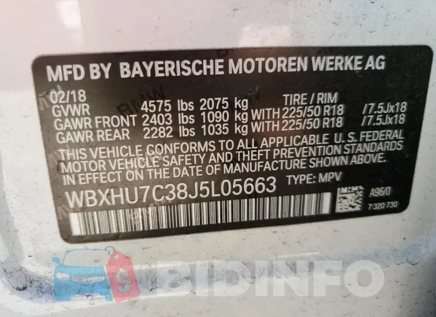 WBXHU7C38J5L05663 Photo# 13