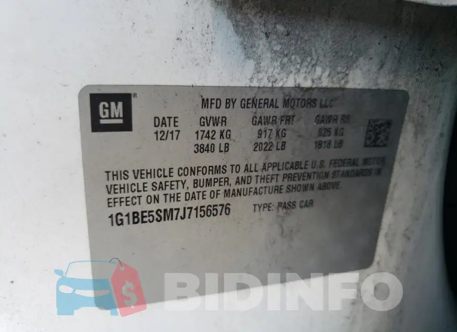 1G1BE5SM7J7156576 Photo# 12