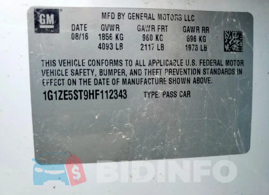 1G1ZE5ST9HF112343 Photo# 13