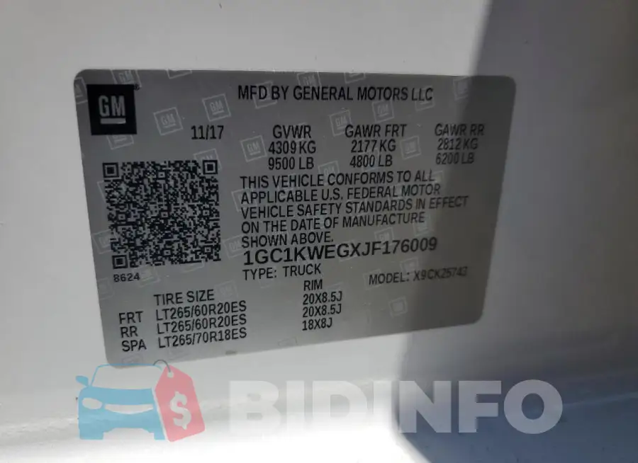 1GC1KWEGXJF176009 Photo# 12