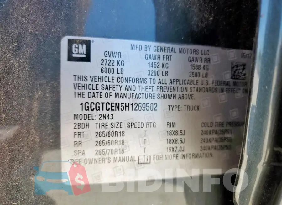 1GCGTCEN5H1269502 Photo# 12