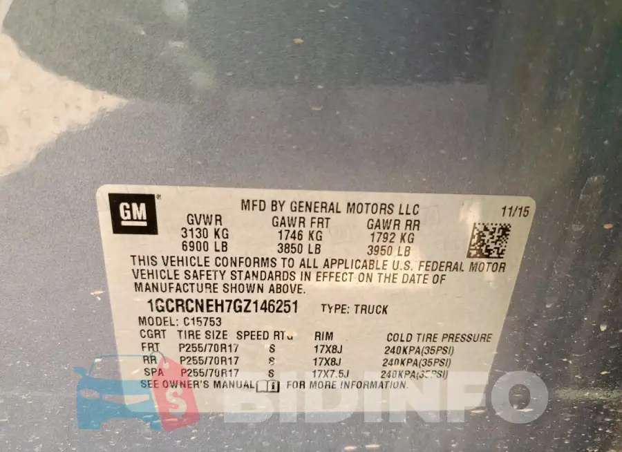 1GCRCNEH7GZ146251 Photo# 12