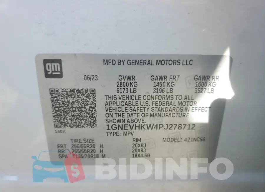 1GNEVHKW4PJ278712 Photo# 14