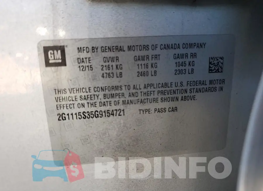 2G1115S35G9154721 Photo# 12