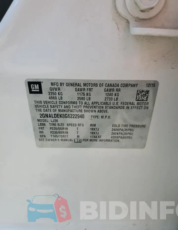 2GNALDEK8G6222940 Photo# 13