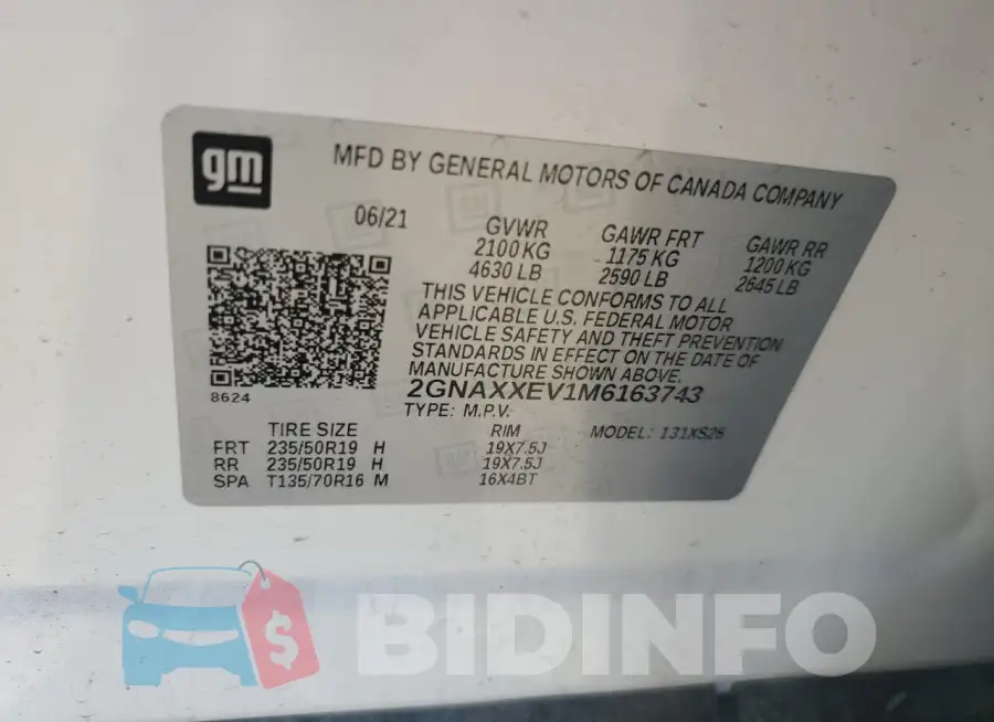 2GNAXXEV1M6163743 Photo# 13