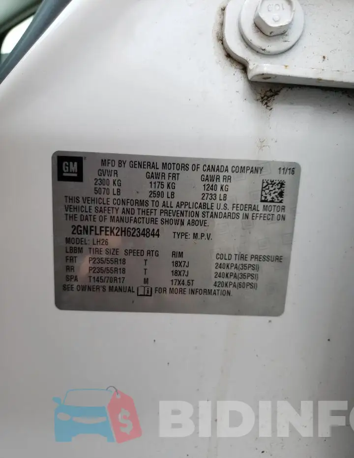2GNFLFEK2H6234844 Photo# 13