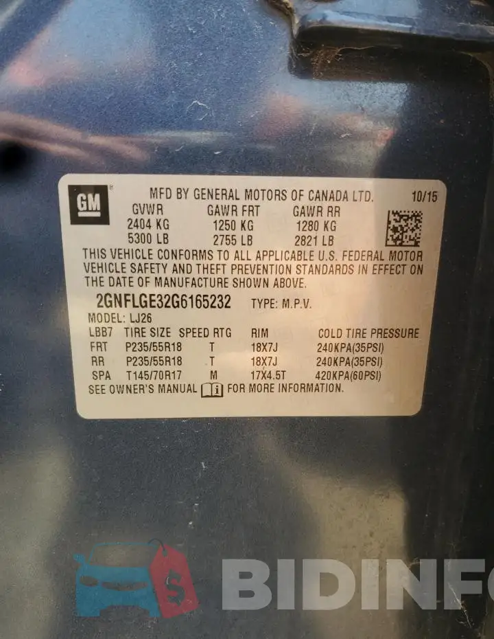 2GNFLGE32G6165232 Photo# 13