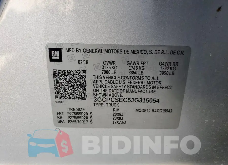 3GCPCSEC5JG315054 Photo# 13