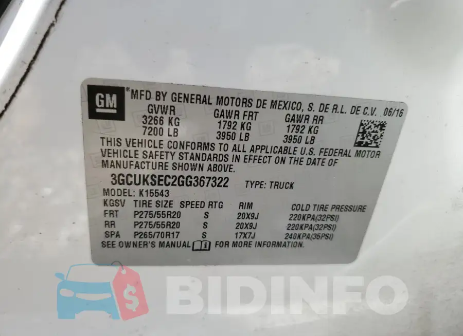 3GCUKSEC2GG367322 Photo# 13