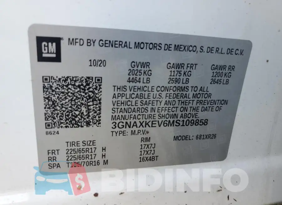 3GNAXKEV6MS109858 Photo# 14
