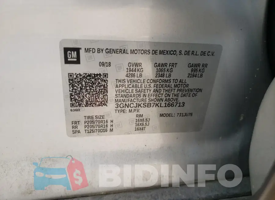 3GNCJKSB7KL166713 Photo# 13