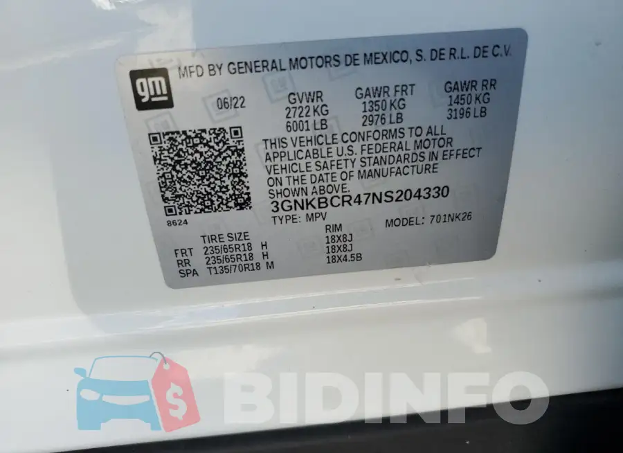 3GNKBCR47NS204330 Photo# 14