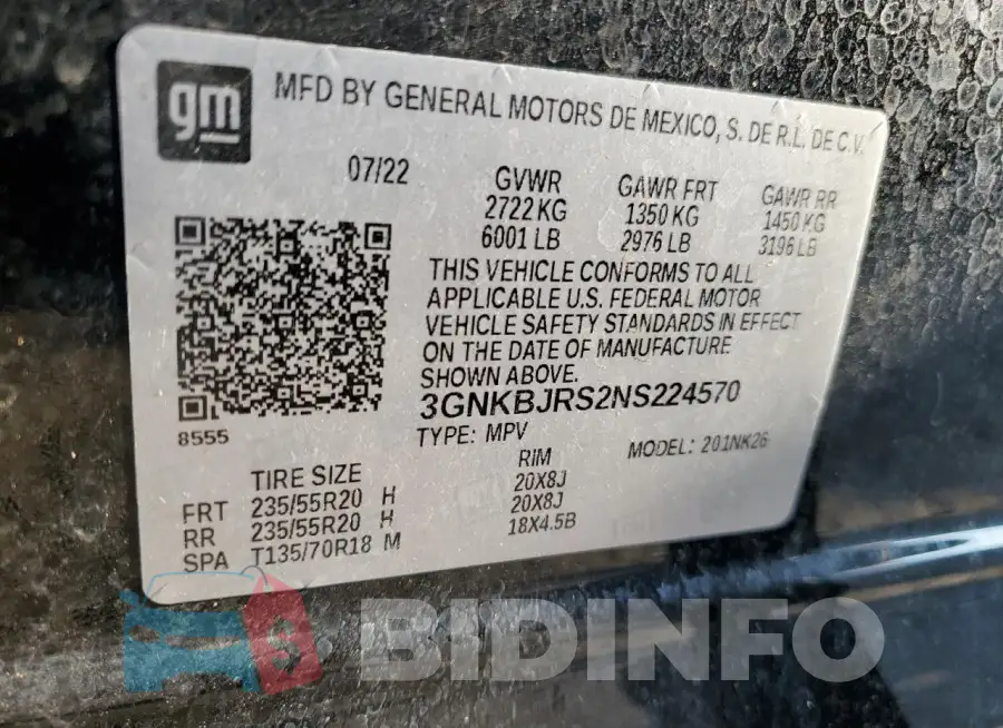 3GNKBJRS2NS224570 Photo# 14