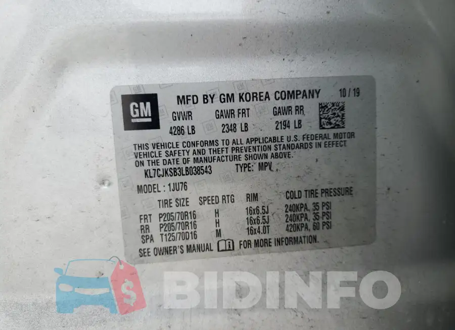 KL7CJKSB3LB038543 Photo# 12