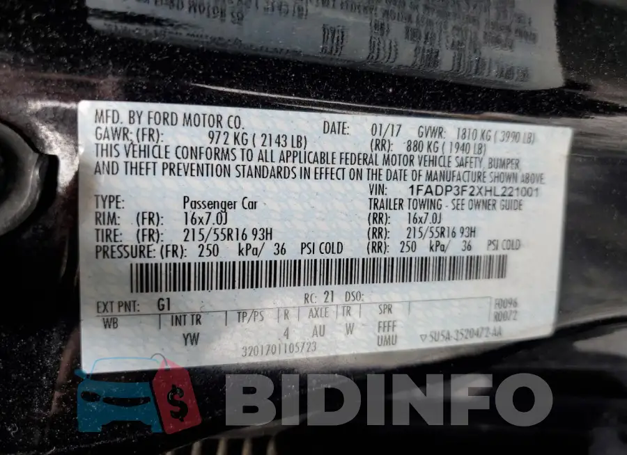 1FADP3F2XHL221001 Photo# 12