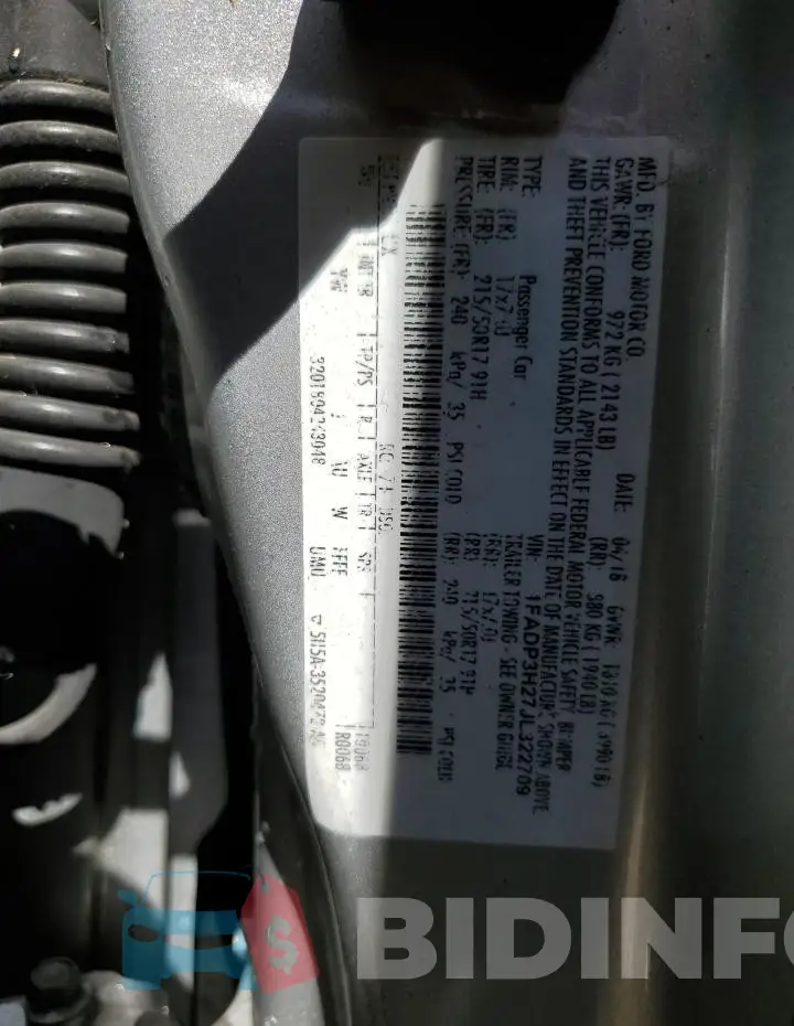 1FADP3H27JL322709 Photo# 12