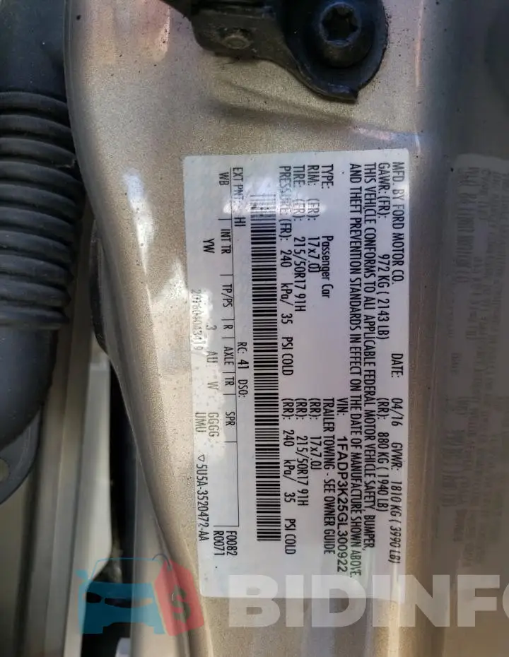 1FADP3K25GL300922 Photo# 13
