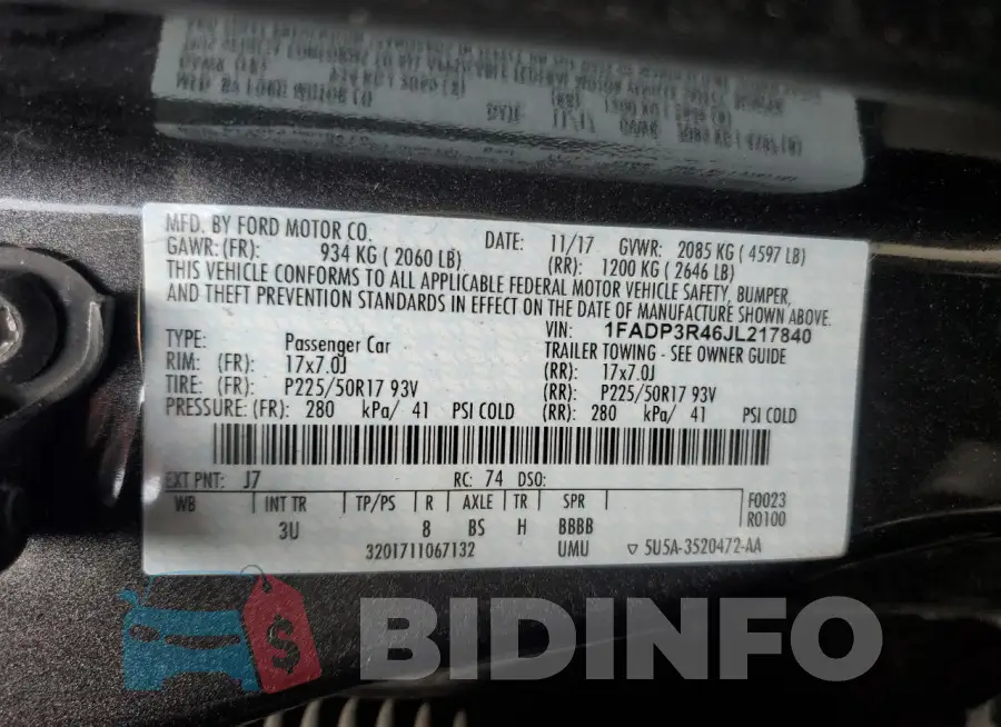 1FADP3R46JL217840 Photo# 12
