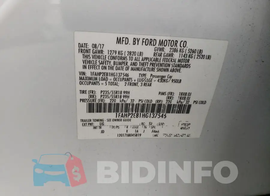 1FAHP2E81HG137546 Photo# 12