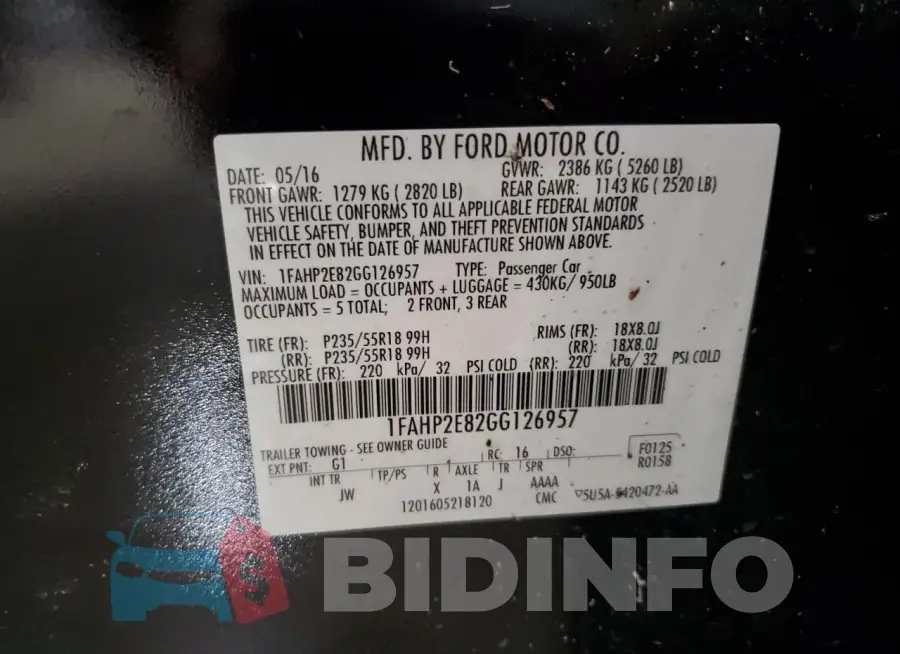 1FAHP2E82GG126957 Photo# 12