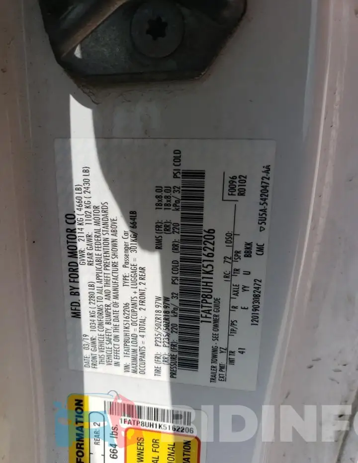 1FATP8UH1K5162206 Photo# 12