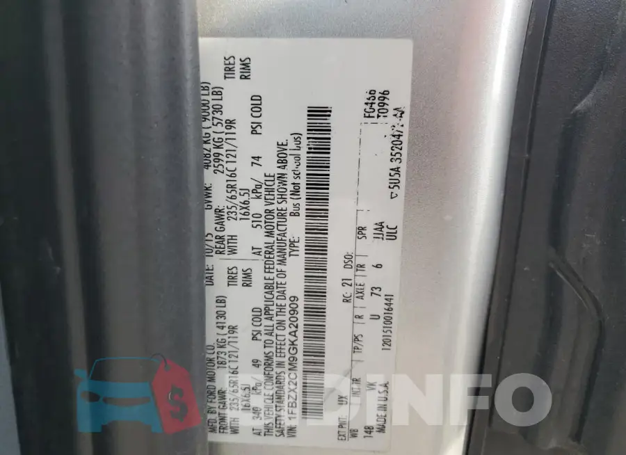 1FBZX2CM9GKA20909 Photo# 14