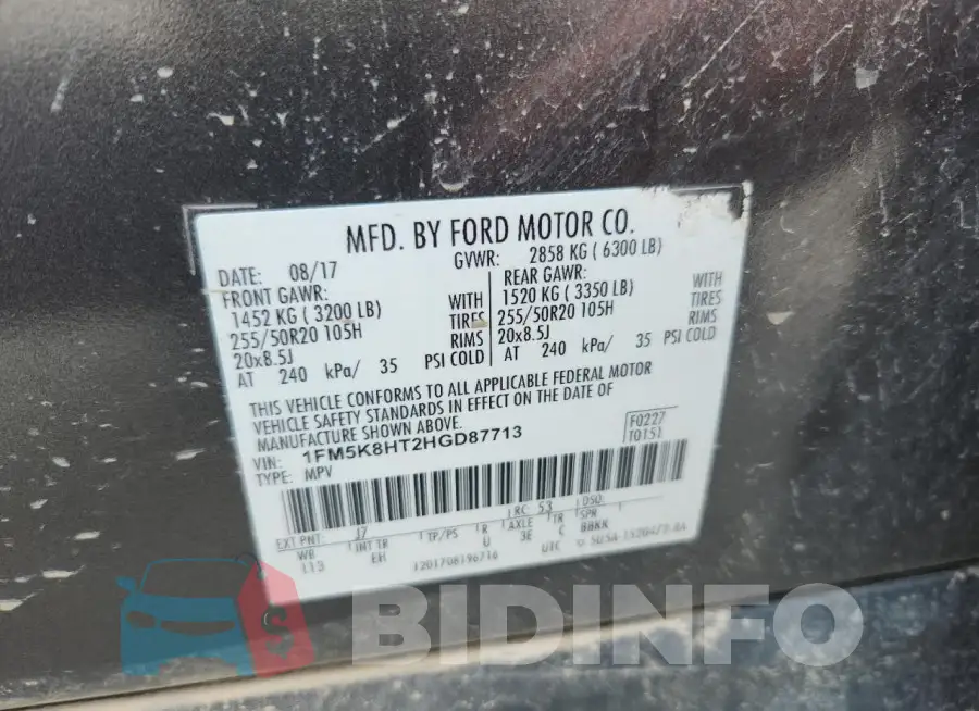 1FM5K8HT2HGD87713 Photo# 13