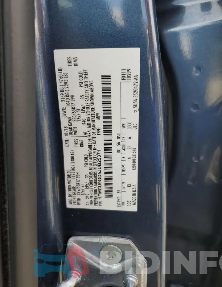 1FMCU9GD5JUB25371 Photo# 12