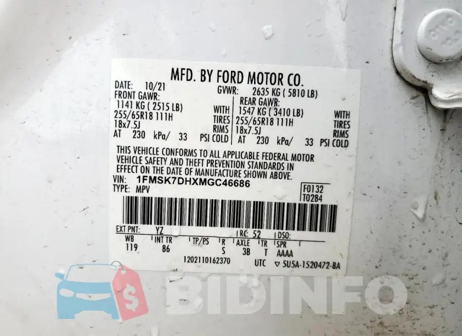 1FMSK7DHXMGC46686 Photo# 13