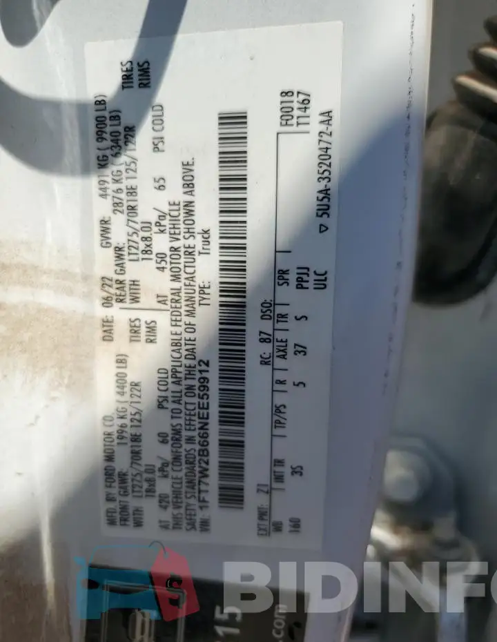 1FT7W2B66NEE59912 Photo# 12