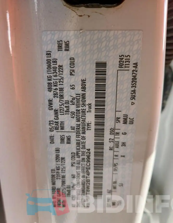 1FT8W2BT4PEC99624 Photo# 13