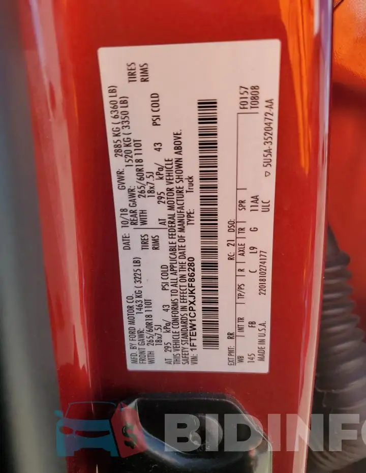 1FTEW1CPXJKF86280 Photo# 12
