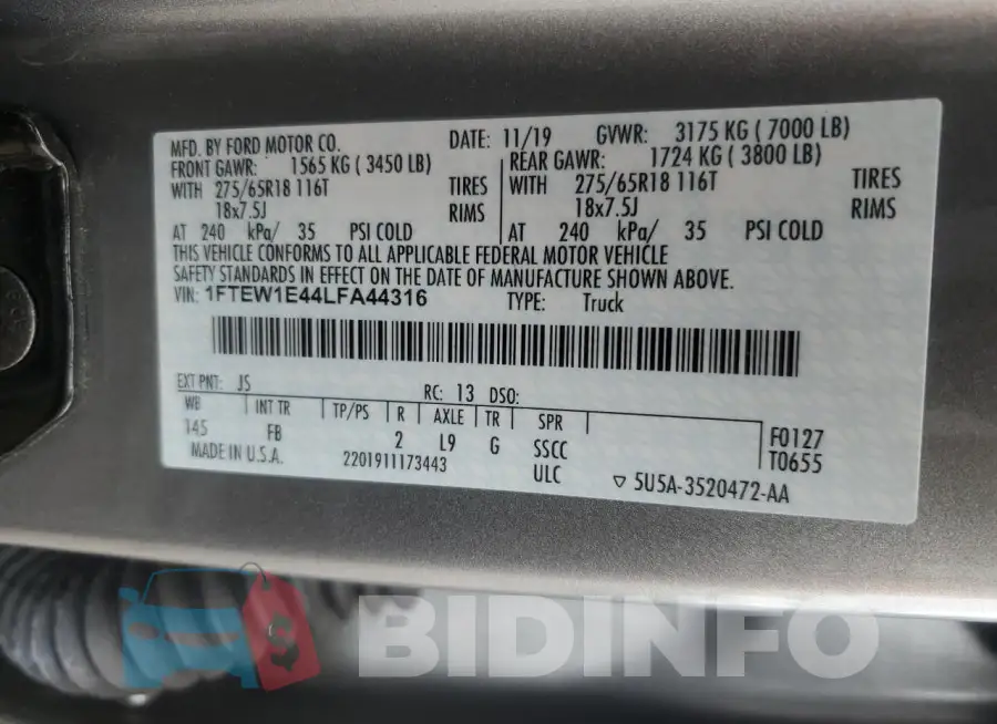 1FTEW1E44LFA44316 Photo# 13