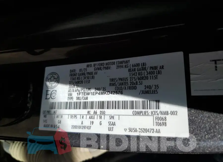 1FTEW1EP4MKD42576 Photo# 12