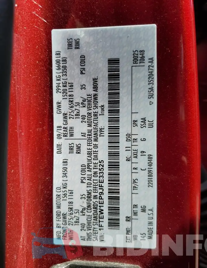 1FTEW1EP9JFE33525 Photo# 12