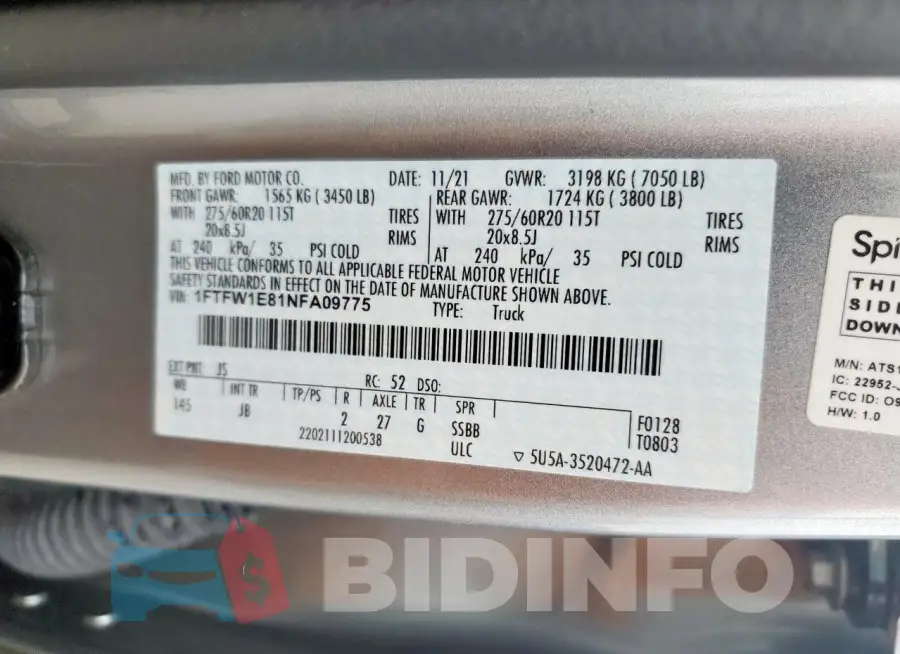 1FTFW1E81NFA09775 Photo# 12