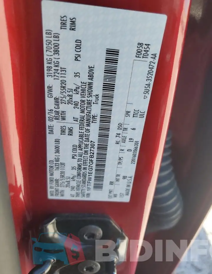 1FTFW1EG7GFB27307 Photo# 12